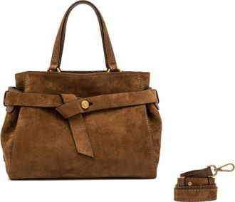 Gianni Chiarini Medium-Sized Suede Handbag With Gold-Tone Closure