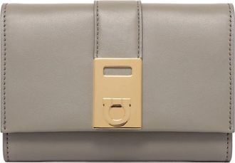 Ferragamo Ash Grey Hug Compact Wallet - Dames - Portefeuilles - Grijs - ONE Size - Accessoires