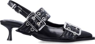 Ganni Black Buckle-strap Pumps