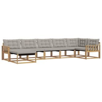 vidaXL Conjunto De Sof&aacute;s De Exterior 7 Pcs Blanco Y Gris Claro Vidaxl