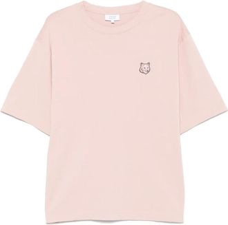 Maison Kitsun&eacute; Tops, Heren, Roze, L, Katoen, Fox Head Patch T-shirt