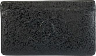 Chanel Pre-owned Zwart Leren Lange Portemonnee - Dames - Vintage Accessoires - Zwart - ONE Size - Leer - Vintage
