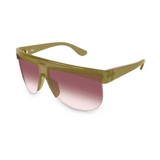 Chlo&eacute; Shield Zonnebril - Dames - Accessoires - Groen - Maat: 68 MM Nylon