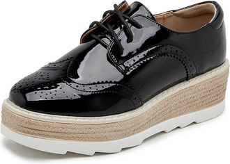 Generic Comfort Oxford Shoes for Women Girls Lace Up Platform Wedge Everyday Work Office Business Formal Dress Shoes Brogues