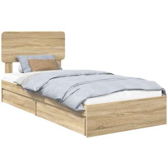 vidaXL Cama Con Almacenamiento Con Cabecera Roble Sonoma 100 X 200 Cm Vidaxl