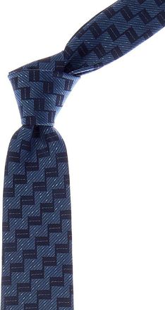 Canali Blue Zigzag Silk Tie