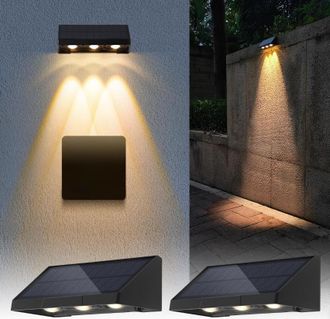 OEM Juego De 2 Apliques Solares De Pared Para Exteriores, 3 Luces Led Para Vallas, Luz C&aacute;lida E Impermeable, Ideales Para Porches, Patios Y Balcones