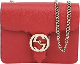 Gucci Pre-owned Cross Body Bags, female, Red, Size: ONE SIZE Pre-owned Interlocking Chain Shoulder Crossbody Bag