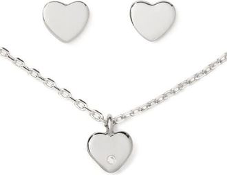 Kate Spade New York mini heart pendant necklace & stud gift set in Silver at Nordstrom