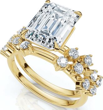 Pompeii3 Certified 3 1/4Ct Emerald Diamond Bridal Set 14k Gold or Platinum Lab Grown