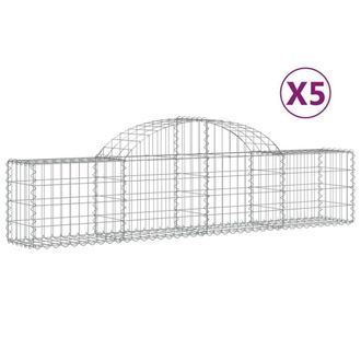 Berkfield Home Arched Gabion Baskets 5 pcs 200x30x40/60 cm Galvanised Iron in Silver