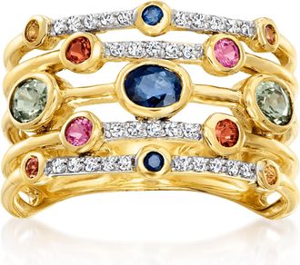 Ross-Simons Multicolored Sapphire and. Diamond Ring in 14kt Yellow Gold