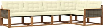 vidaXL Conjunto De Sof&aacute;s De Exterior 5 Uds. Natural Y Crema Vidaxl