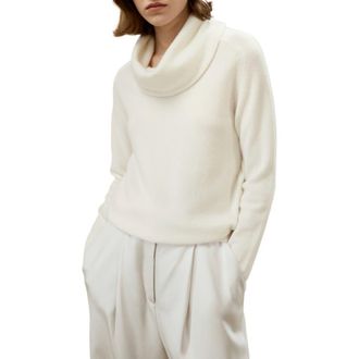 LilySilk Womens Cashmere Cowl Neck Sweater in White at Nordstrom, Size Medium
