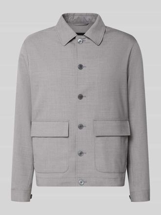 Bugatti Regular Fit Hemdjacke aus Woll-Mix mit Kentkragen in Mittelgrau, Gr&ouml;&szlig;e 48
