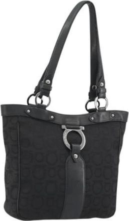 Ferragamo Pre-owned Canvas Tote Bag - Dames - Vintage Schoudertas - Zwart - ONE Size - Leer - Vintage