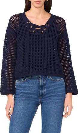 Vince Camuto Open Stitch Lace-Up Top in Classic Navy at Nordstrom Rack, Size X-Small
