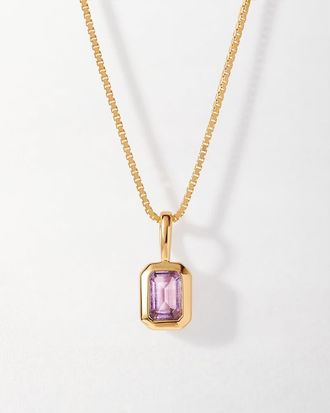 Edge of Ember Deco Birthstone Necklace in Amethyst (February) at Nordstrom, Size 16