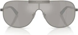 Versace 140mm Irregular Sunglasses in Gunmetal /Grey Mirror Silver at Nordstrom
