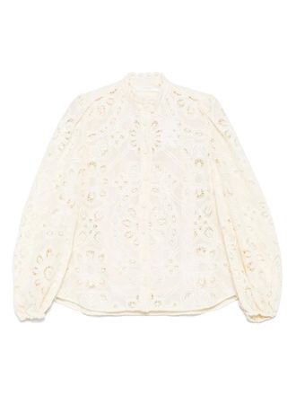 Zimmermann floral-embroidered shirt - Neutrals