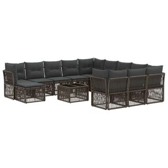 vidaXL Conjunto De Sof&aacute;s De Jard&iacute;n 13 Pcs Gris Rat&aacute;n Sint&eacute;tico Vidaxl