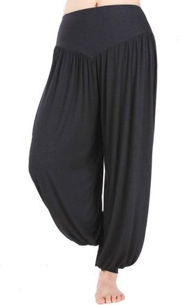 Hoerev Super Soft Modal Spandex Harem Yoga/ Pilates Pants (Black) (X-Small)