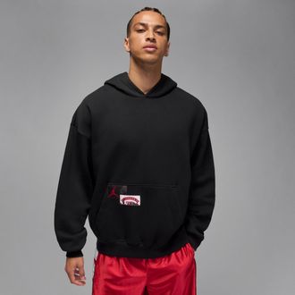 Nike Jordan Mens Jordan Brooklyn Oversized Pullover Hoodie in Black | IM7943-010
