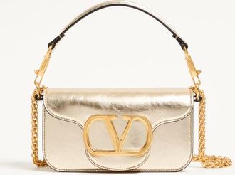 Valentino Garavani Small Valentino Garavani Loc&ograve; Metallic Calfskin Shoulder Bag Wo