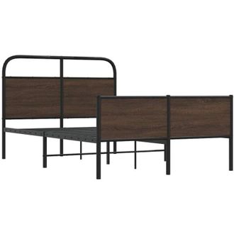 vidaXL Bed Frame without Mattress 120x200 cm Brown Oak Engineered Wood Vidaxl