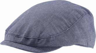 Tom Franks Canvas Linen Flat Cap in Denim, Size: Medium-Large