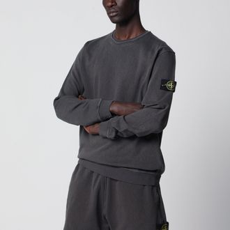 Stone Island Felpa girocollo in cotone malfil&eacute; grigia