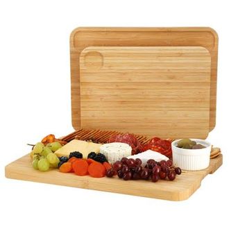 MegaChef 3 Piece Wood Cutting, Prep and Serving Boards in Brown at Nordstrom