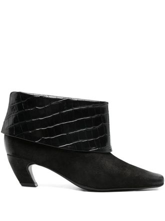 Marc Ellis 55mm croc embossed boots - Black