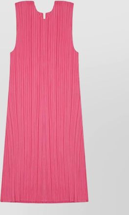 Pleats Please Issey Miyake sleeveless round neck midi dress pleated