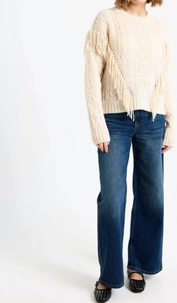 Brodie Cable Fringed Crew Neck Jumper In Lace