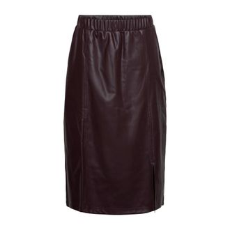 &Co Woman Henrieke Midi Rok - Dames - Rokken - Bruin - Maat: 2XL Vinyl