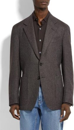 Ermenegildo Zegna Couture Oasi Cashmere Sport Coat in Brown/Grey at Nordstrom, Size 42 Us
