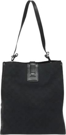 Gucci Pre-owned Shoulder Bags, female, Black, Size: ONE SIZE Pre-owned GG Canvas Nylon Tote Bag