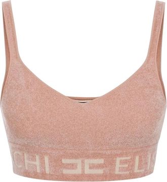 Elisabetta Franchi Top bh van chenille met logo Tk 51s 26E2-M79 - Dames - Tops zonder mouwen - Roze - XS - Tops