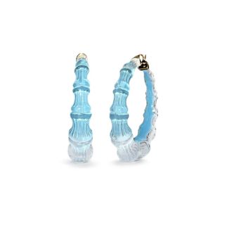 Gold & Honey Womens Bamboo Illusion Lucite Hoop Earrings In Ice Blue