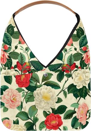 Generic Camellias Prints Reusable Lightweight Grocery Bags - Foldable Into Compact Pouch, Washable & Sturdy, Multipurpose for Shopping and Travel