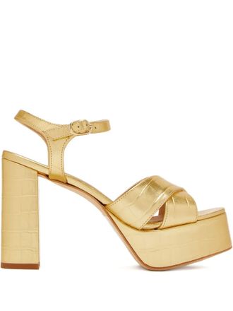Andrea Gomez 110mm Bella croc-embossed platform sandals - women - Leather/Leather/Leather - 41 - Yellow