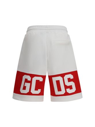 GCDS Logo-Appliqu&eacute; Sweat Bermuda Shorts - White