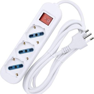 OEM Multiprise Shuko - 3 Prises - 250 V - 10 A - C&acirc;ble 1,5 M - Interrupteur Int&eacute;gr&eacute; - Usage Domestique - 1 Pi&egrave;ce