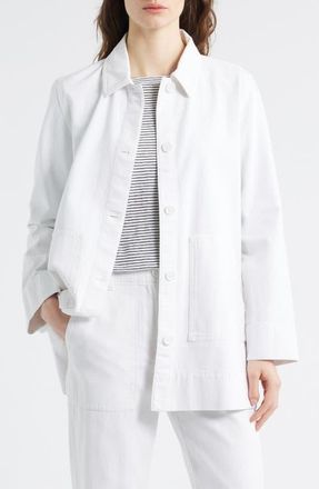 Eileen Fisher Organic Cotton Chore Jacket in White at Nordstrom, Size Xx-Small