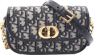 Dior Borsa a tracolla 30 Avenue Montaigne in tela con motivo Oblique in jacquard 2010-2025 - Blu