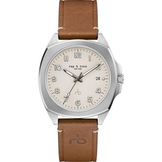 Rag & Bone Bleeker Leather Strap Watch, 40mm in Brown at Nordstrom