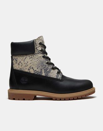 Timberland Stivali stringati da 6 in camoscio con stampa pitonata-Multi