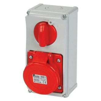 Rosi Collection Presa interbloccata verticale con sezionatore, con fondo, 380V, 5 poli, 32A, IP54 - Rosi 19.3434R6