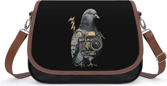 Generic Pigeons Wtih Camera Crossbody Bags for Women Fashion Leather Shoulder Handbags With Adjustable Strap